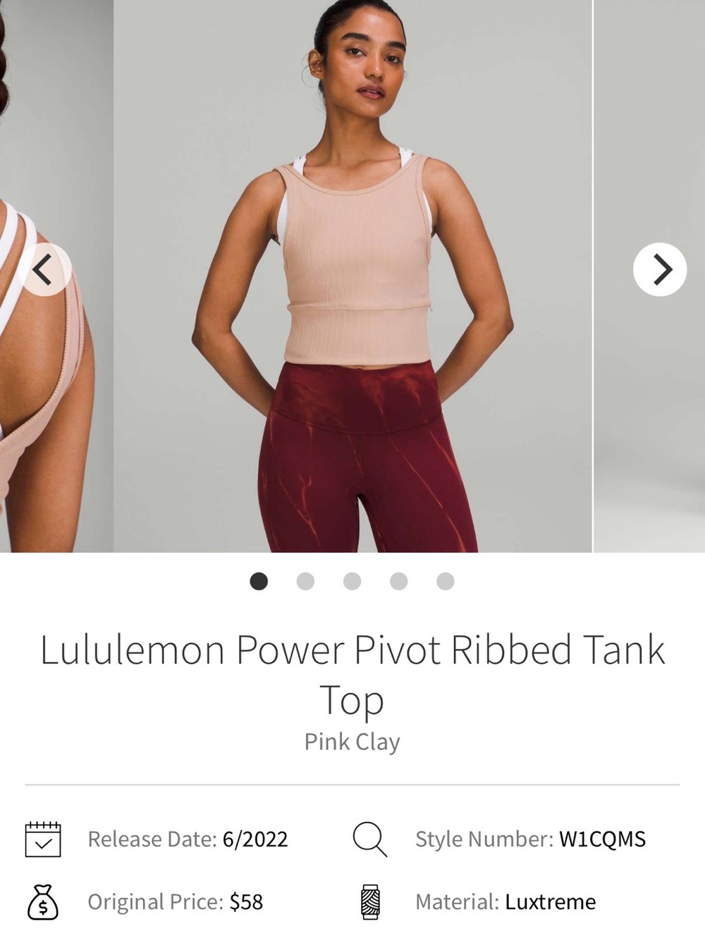 lululemon athletica cropped ribbed tank top - Pink Clay